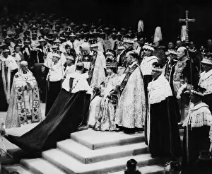 Bradfield: British Royalty. Left, holding book: Archbishop ?