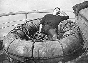 Snooze: British sailor snoozing on deck, WW1