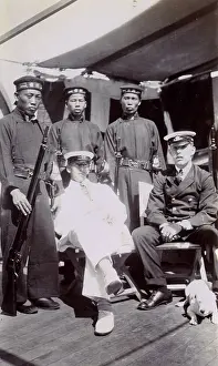 Peaked: Two British sailors with oriental guards