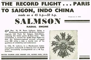 Salmson: British Salmson Paris Saigon Flight Lefevre