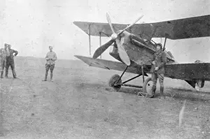 Se5a: British SE5A biplane on airfield, WW1