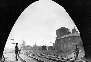 Sentries: British sentries at railway tunnels at the start of WWI