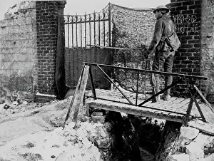 Netting: British sentryman on duty, Western Front, WW1