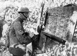 Tommies: British Sergeant Artillery planning in a trench during WW1