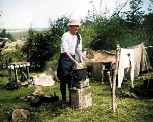 Mugs: British soldier washing clothes, Western Front, WW1