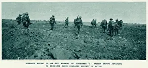 Reinforce: British soldiers advancing as reinforcements