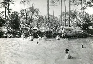 Basra: British soldiers bathing, Basra, Mesopotamia (Iraq), WW1