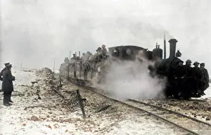Frosty: British soldiers on light railway, Western Front, WW1