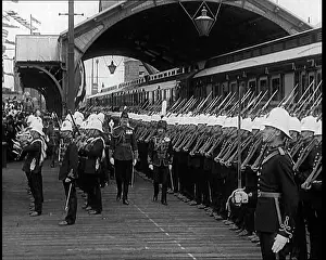 Poincare: British Soldiers Lining Up at a Railway Station