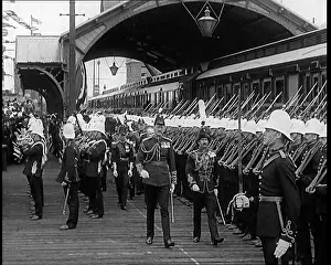 Poincare: British Soldiers Lining Up at a Railway Station