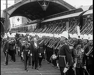 Lineup: British Soldiers Lining Up at a Railway Station