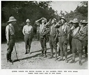 Quinine: British soldiers on Quinine parade
