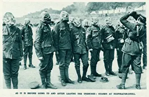 Respirator: British soldiers at respirator-drill