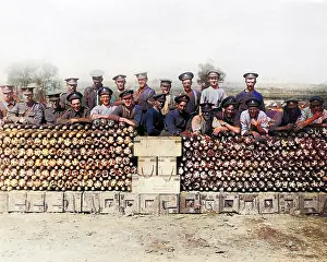 Crates: British soldiers with shells, Western Front, WW1