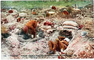 Khaki: British soldiers sleeping in shell holes, WW1