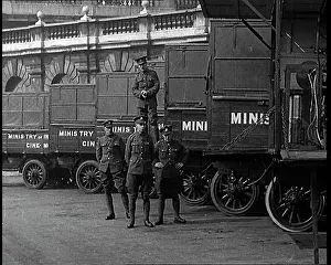 Vans: British Soldiers Standing By A Fleet Of British