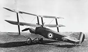 Triplane: British Sopwith triplane on airfield, WW1