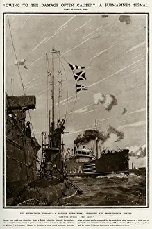 Requesting: A British submarine signalling an American vessel