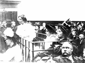 Conspiracy: British suffragette movement. Mrs Pankhurst (right)