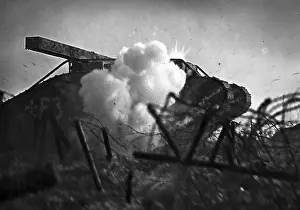 Cambrai: British tank under attack in Cambrai, 1917