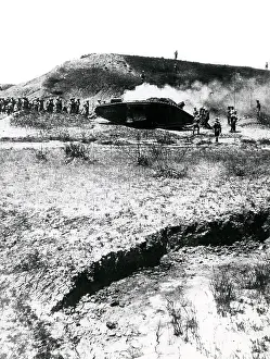 Allenby: British tank and troops on Palestine border, WW1