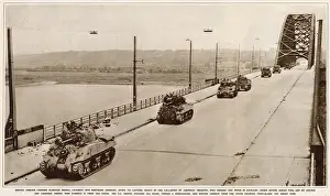 81st: British Tanks on Nijmegen Bridge; Second World War, 1944