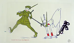 Mascotte: British Tommy pulling Regiment's new mascot (the Kaiser)