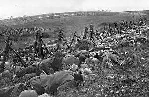 Bivouac: British troops bivouacked before attack on the Somme, WW1