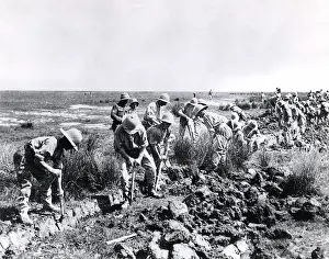 Drain: British troops draining marshes, Salonika Front, WW1