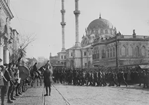 Lcgr1702: British troops marching by Nusretiye Mosque in Istanbul