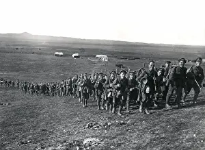 Salonica: British troops marching from Salonika, WW1