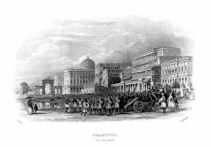 Esplanade: British troops parading on the Esplanade, Calcutta