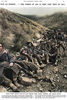 Stoic: British troops resting after six days fighting, 1944