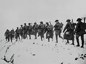 British troops in snow, Western Front, WW1
