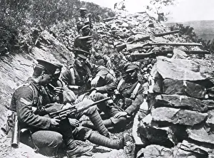 Salonica: British troops in a trench, Salonika Front, WW1