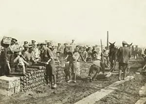 Unloading: British troops unloading high explosive shells