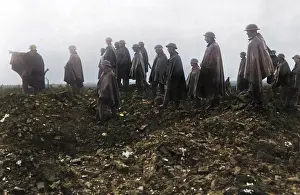 Waterproof: British troops watching shelling, Western Front, WW1