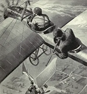Lcgr1303: British two-seater monoplane fires on a WW1 German