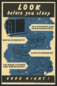 London At War: British World War 2 poster. Look before you sleep: