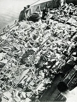 Stretchers: British wounded evacuated from Sicily, WW2