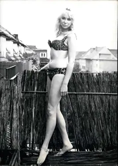Starlet: Britt Lindberg, German actress, models in a bikini