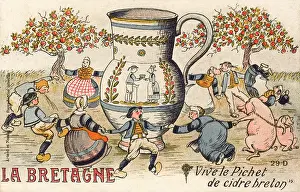 Flagon: Brittany - Local Bretons dance around a jug of local cider