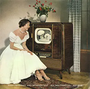 Diagonal: broadcast, television, advertising, woman with