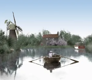 Stalham: The Broads, Hunsett Mill on River Ant at Stalham c1925