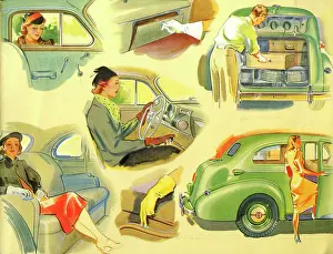 Comfortable: Brochure illustration, Oldsmobile car