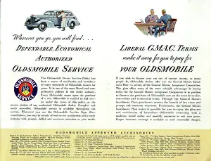 Cost: Brochure page, Oldsmobile service, terms and accessories