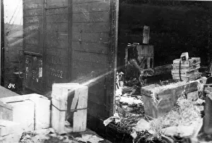 Theft: Broken and devastated freight wagon at the
