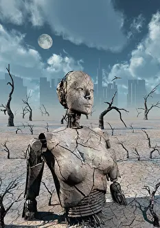 Relic: A broken down petrified android robot