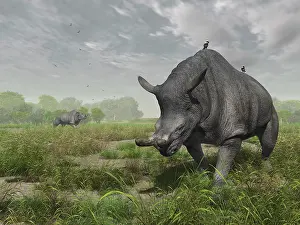 Parasite: Brontotherium wander the lush late Eocene landscape