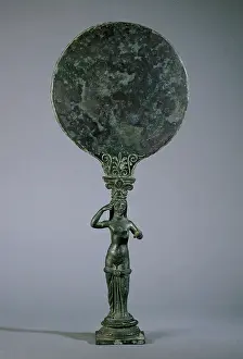 Etruscan: Bronze base-mirror